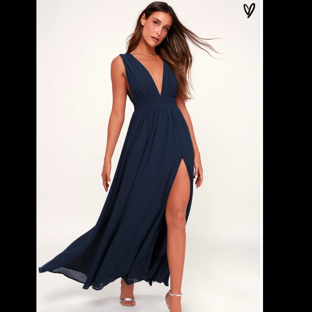 Lulus blue floor length dress ! Size small .